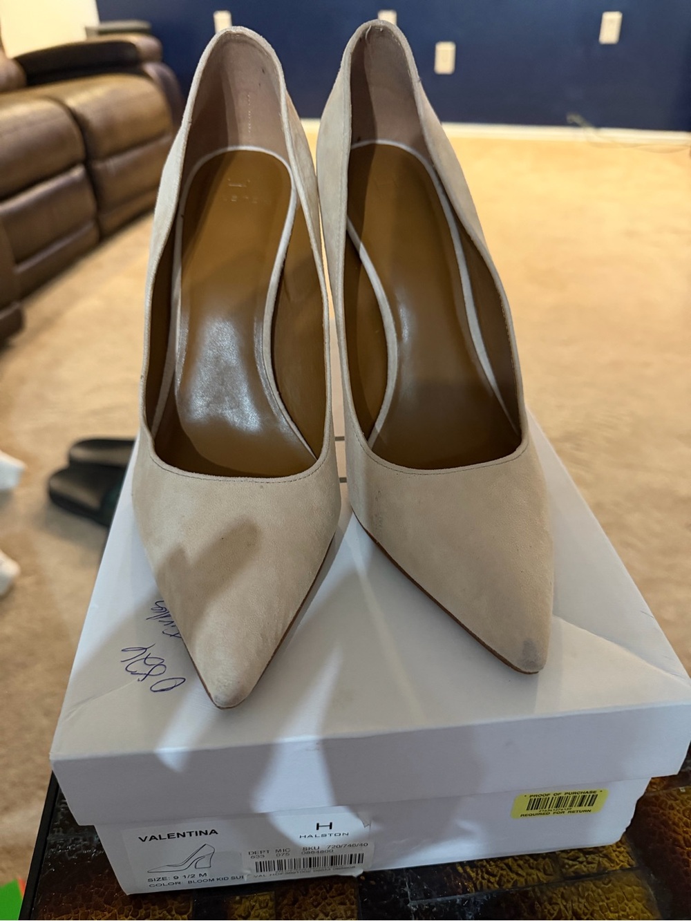 Halston Heritage Nude Pointed-Toe Suede Pumps